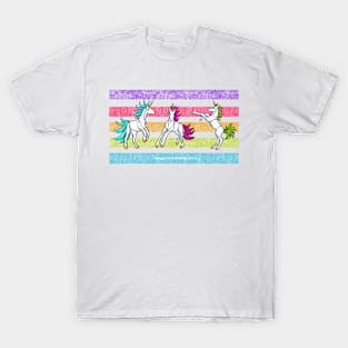 Rainbow Unicorn Trio v2 — Dancing Uniquorns Illustration series T-Shirt